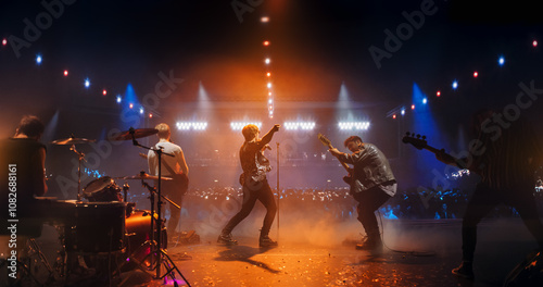Konstfotografi Stylish Lead Singer Performing at a Rock Concert Live on Stage