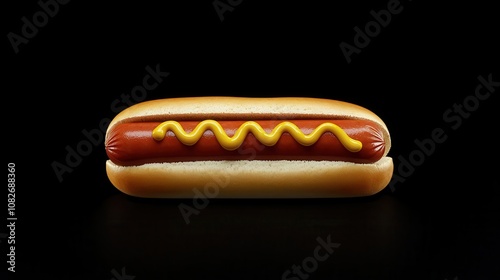 classic hot dog served on a bun, garnished with mustard and ketchup, capturing the essence of fast food and summer picnics in a vibrant, appetizing display