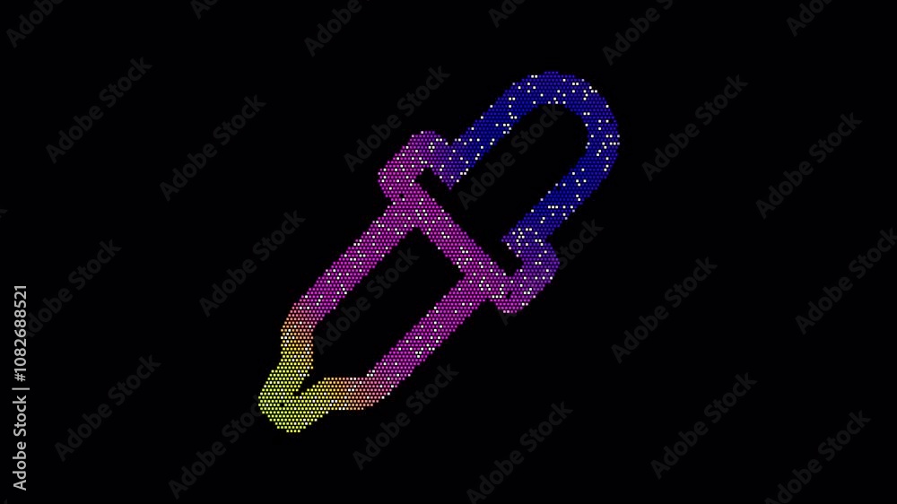Icon eye dropper is made up of LED square shapes that shimmer and flicker. There are black dead diodes. In-Out looped. Alpha BW at the end Icon eye dropper is made up of LED square shapes that shimmer and flicker. There are black dead diodes. In-Out looped. Alpha BW at the end