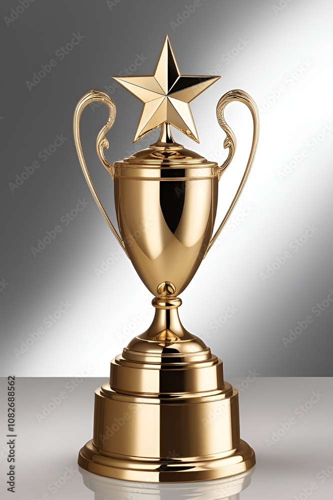 A golden trophy with a star on top A golden trophy with a star on top