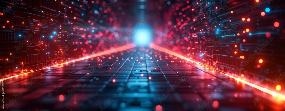 Futuristic hi-tech background. Cyberspace data transferring. Bokeh effect. Big data concept. Futuristic hi-tech background. Cyberspace data transferring. Bokeh effect. Big data concept.