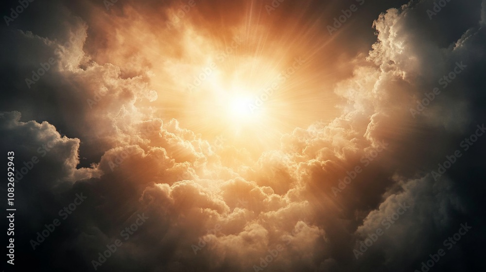 Beautiful dramatic scene bright light shining through clouds Abstract heavenly background Beautiful dramatic scene bright light shining through clouds Abstract heavenly background