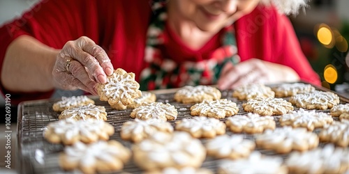 grandmother baking Christmas cookies