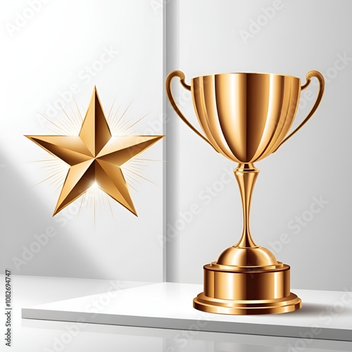 A golden trophy with a star on top