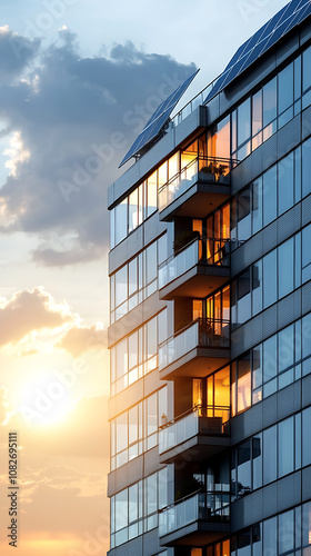 Highrise building utilizes solar windows for sustainable energy solutions