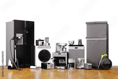 3d variety of home appliances concept design