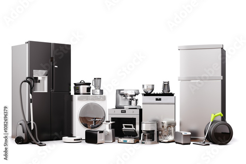 3d variety of home appliances concept design