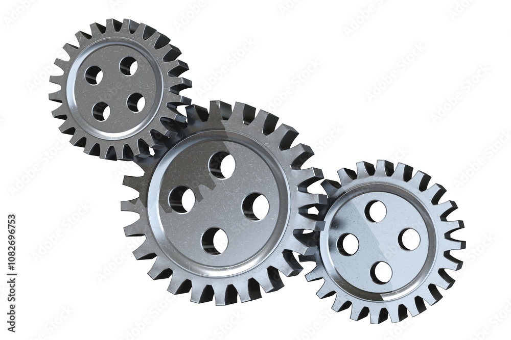 Steel wheel gears on white background Steel wheel gears on white background