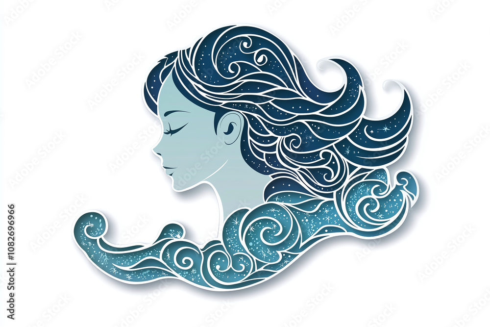 Flat cutout vector sticker of the aquarius zodiac symbol, isolated on white background. Flat cutout vector sticker of the aquarius zodiac symbol, isolated on white background.