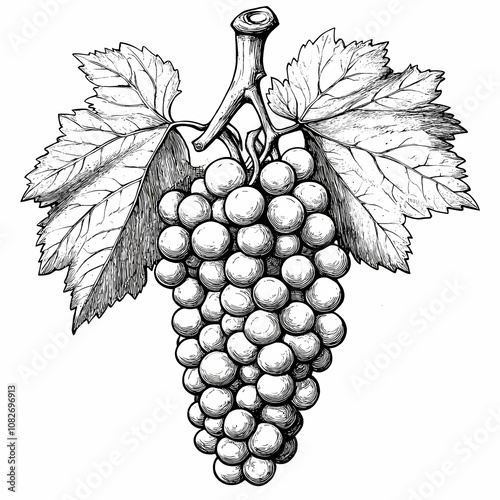 Vintage Grape Engraving Illustration