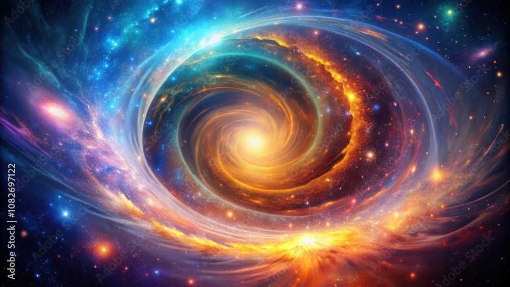 Captivating cosmic vortex with vibrant energy swirls and luminous particles for fantasy space background Captivating cosmic vortex with vibrant energy swirls and luminous particles for fantasy space background