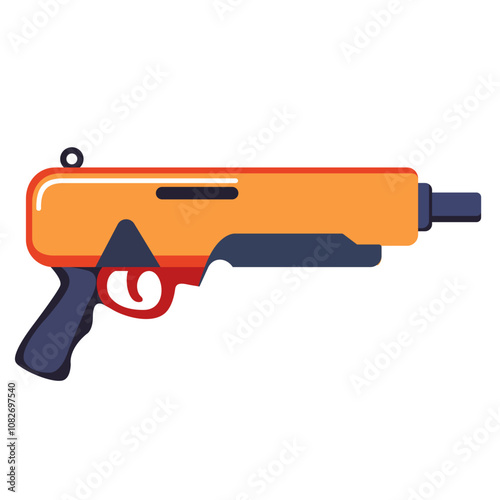 Futuristic gun vector illustration, modern sci fi gun cartoon, future laser weapons, space blaster gun clip art