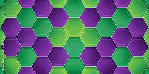 Abstract Green and Purple Hexagon Geometric Pattern Background for Design Projects