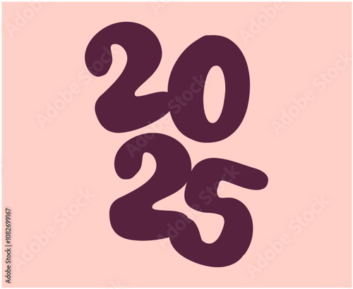 Wallpaper Mural 2025 Happy New Year Design Typography Purple Creative Abstract Vector Illustration Torontodigital.ca