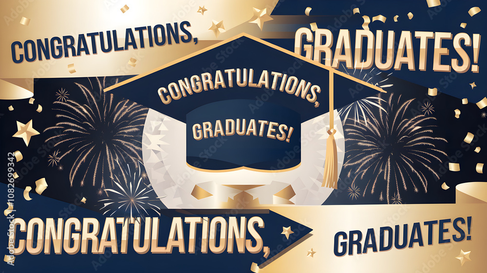 Fototapeta premium Modern Graduation Ceremony Illustration with Celebratory Theme