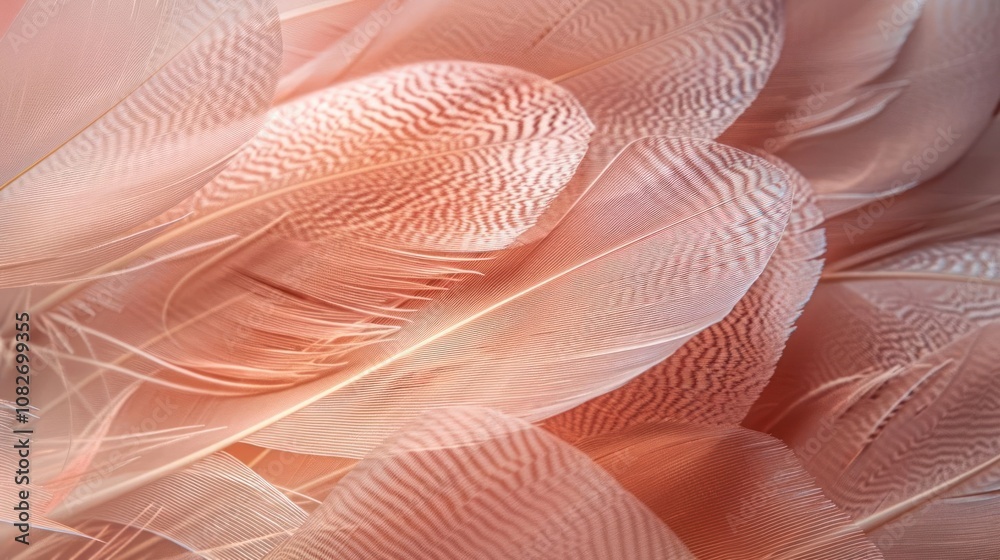 Close-up of soft, pink feathers with intricate textures, creating a delicate and elegant background. Close-up of soft, pink feathers with intricate textures, creating a delicate and elegant background.
