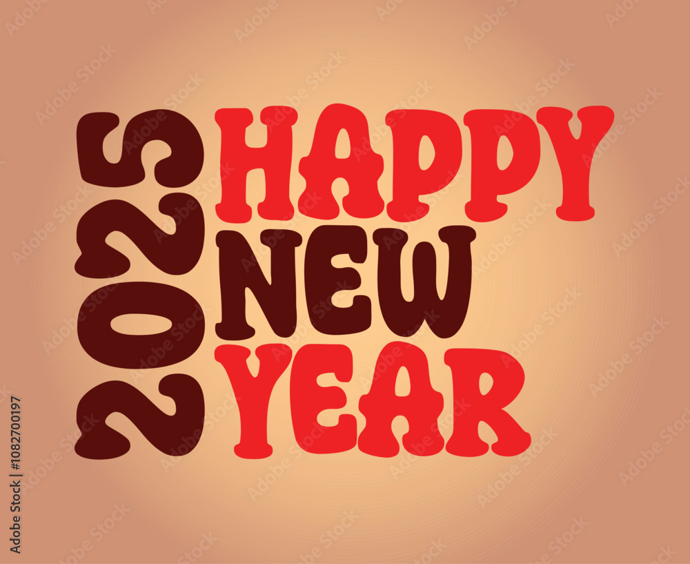 Happy New Year 2025 Design Typography Brown And Orange Creative Abstract Vector Illustration Happy New Year 2025 Design Typography Brown And Orange Creative Abstract Vector Illustration