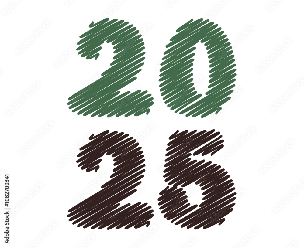 Happy New Year 2025 Design Scribble Typography Brown And Green Creative Abstract Vector Illustration Happy New Year 2025 Design Scribble Typography Brown And Green Creative Abstract Vector Illustration