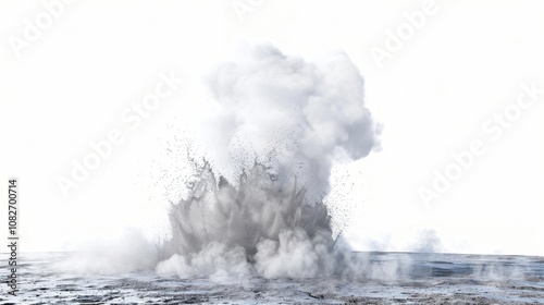 Geyser eruption background white isolated background photo