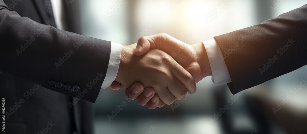 Two men shaking hands office setting man left Businesspeople Two men shaking hands office setting man left Businesspeople