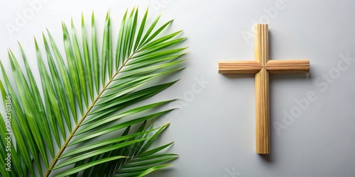 Palm cross and leaves on Palm Sunday symbol for Easter day celebration concept