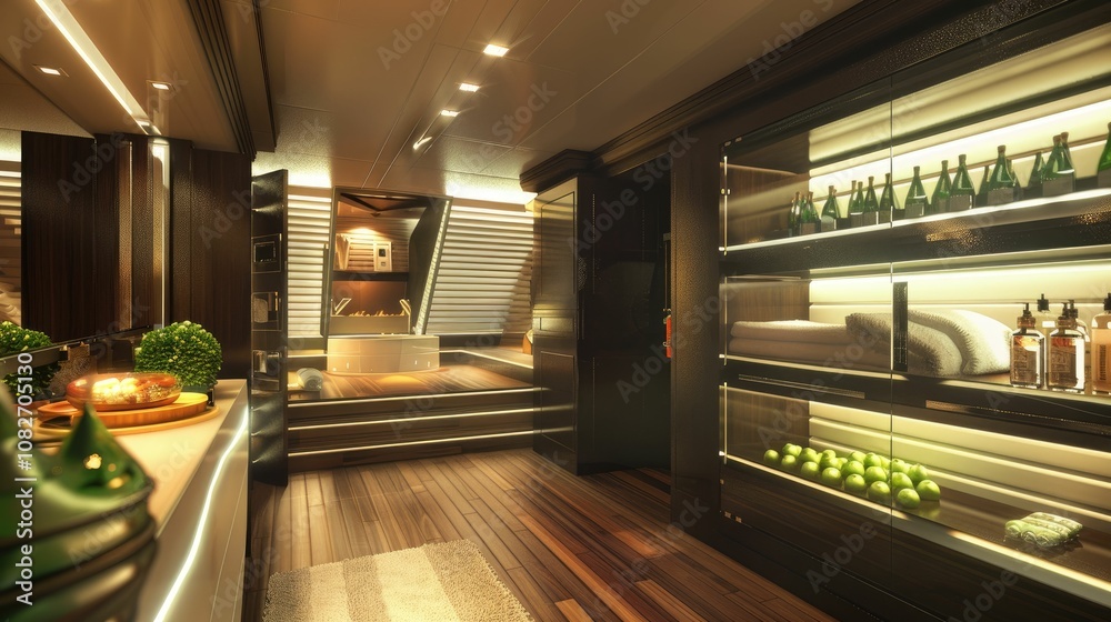 Modern storage racks with integrated LED lighting Modern storage racks with integrated LED lighting