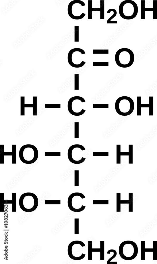 L-Fructose structural formula in Fischer projection with carbon atoms, monosaccharide fructose in open-chain form vector illustration L-Fructose structural formula in Fischer projection with carbon atoms, monosaccharide fructose in open-chain form vector illustration