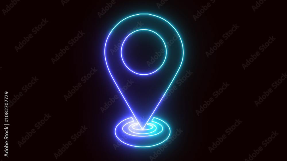 location icon. neon glowing location image. location icon. neon glowing location image.