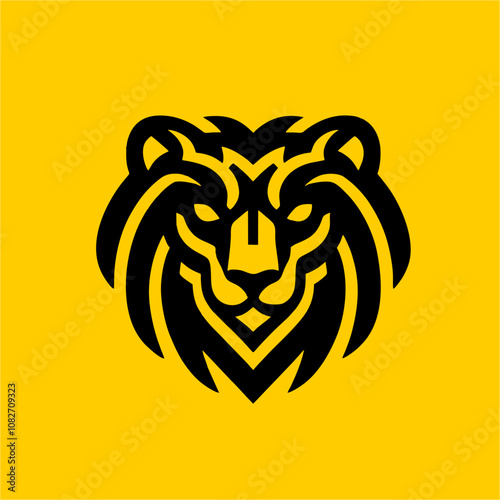Simple monochrome lion head logo