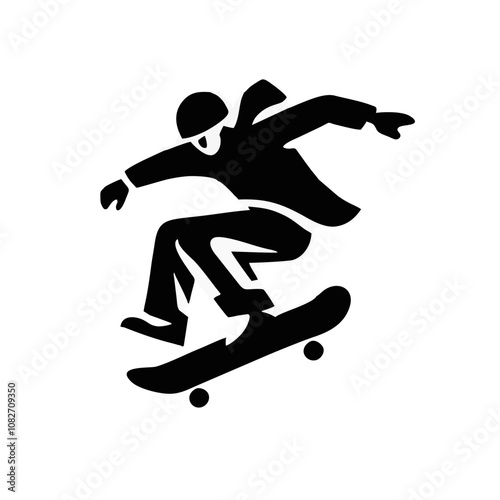 Simple black and white skater logo in action