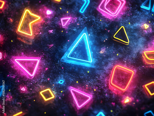 3D Abstract Background Neon Shapes Colorful Illustration