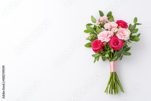 Wallpaper Mural beautiful bouquet of red and pink roses tied with silk ribbon, surrounded by lush greenery, perfect for expressing love and appreciation Torontodigital.ca