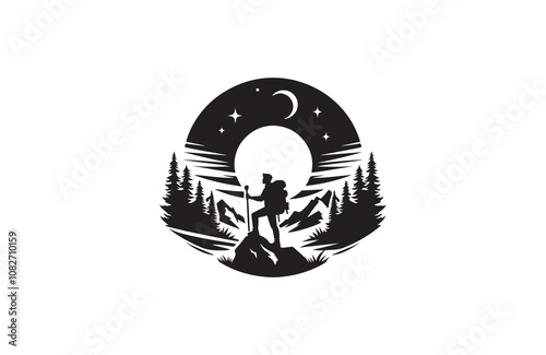 adventure silhouette vector outline art illustration logo design