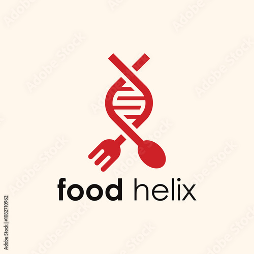 fork spoon and DNA helix logo design 