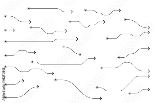 arrow line symbol element icon sketch hand doodle design vector. arrows set shape sign drawn curve pen pencil black pointer. arrow cute mark brush graphic illustration scribble down direction.