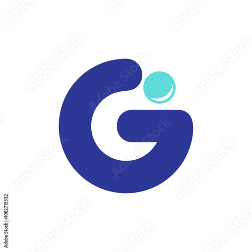 Initial G logo design with freshness of liquid water drop symbol.