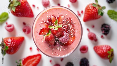 Nutrient-packed smoothie ingredients in a radial pattern