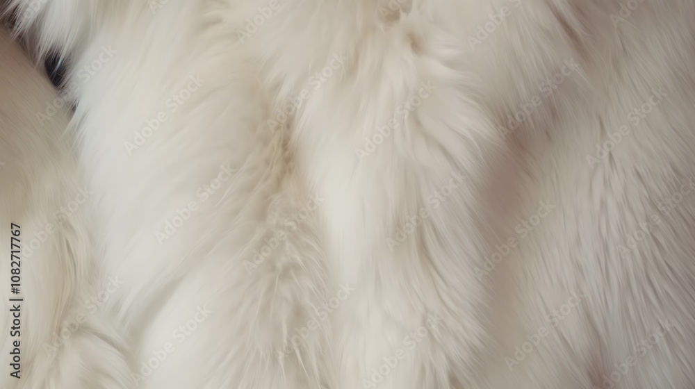 Close-up of White Fur Texture with Soft, Gentle Waves and Subtle Shading