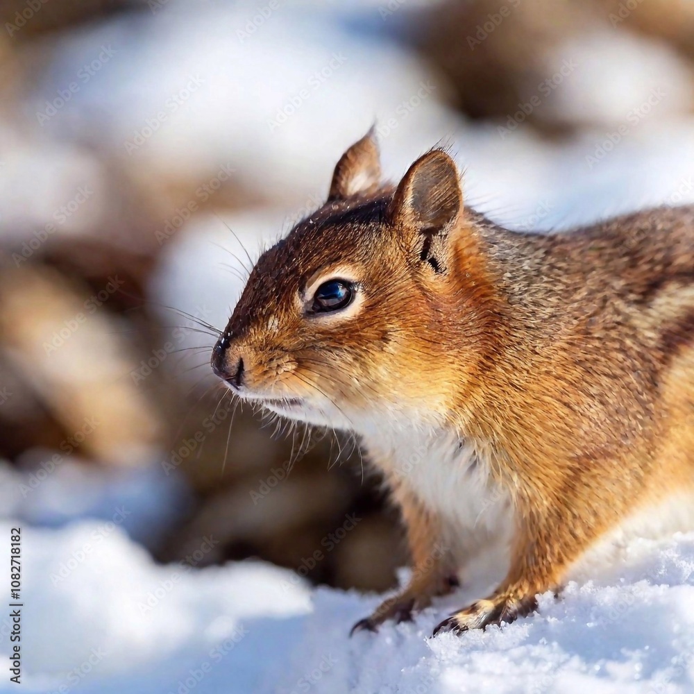 Close-up of a chipmunk's whiskers, coated with frost as it peers out of its burrow. Close-up of a chipmunk's whiskers, coated with frost as it peers out of its burrow.