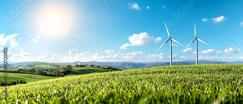 Harnessing renewable energy wind turbines powering nature's future photo