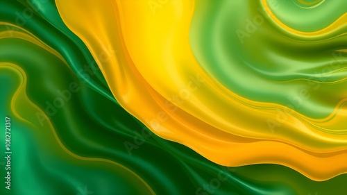 A vibrant design with emerald, green, citrus orange, and lemon yellow, flowing naturally with a balance of matte and shine