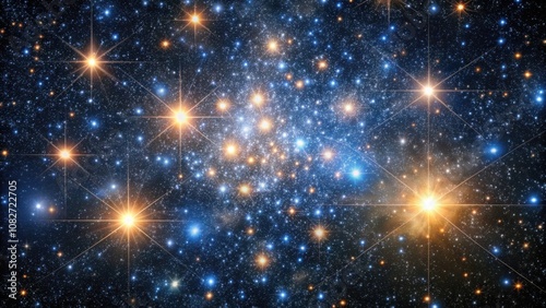 Double star cluster in the Perseus constellation with stunning celestial bodies and space dust