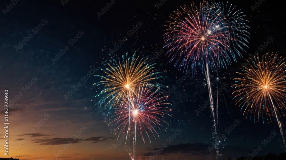 Fototapeta premium colorful fireworks on night sky backgroud