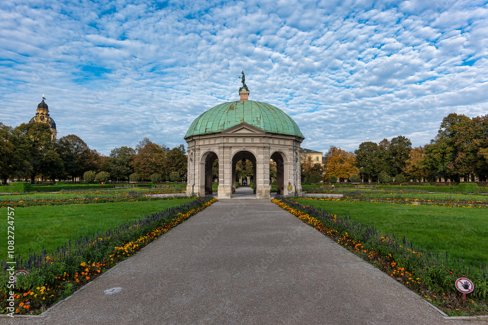 Autumn view of Hofgarten Park with Dianatempel in Munich, Germany Autumn view of Hofgarten Park with Dianatempel in Munich, Germany