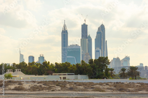  Midday heat in the desert in the background buildingsl on Nov 17, 2012 in Dubai UAE