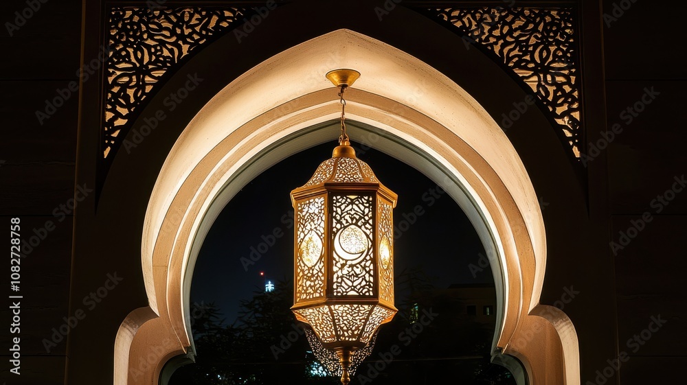 Ramadan Lantern in Arched Doorway Ramadan Lantern in Arched Doorway