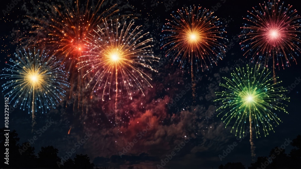 Fototapeta premium colorful fireworks on night sky backgroud