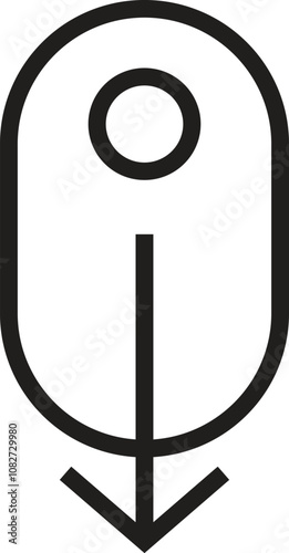 Scroll down computer mouse icon. Vector scrolling mouse sybmol for web design isolated on transparent background. Trend line design. Vector illustration