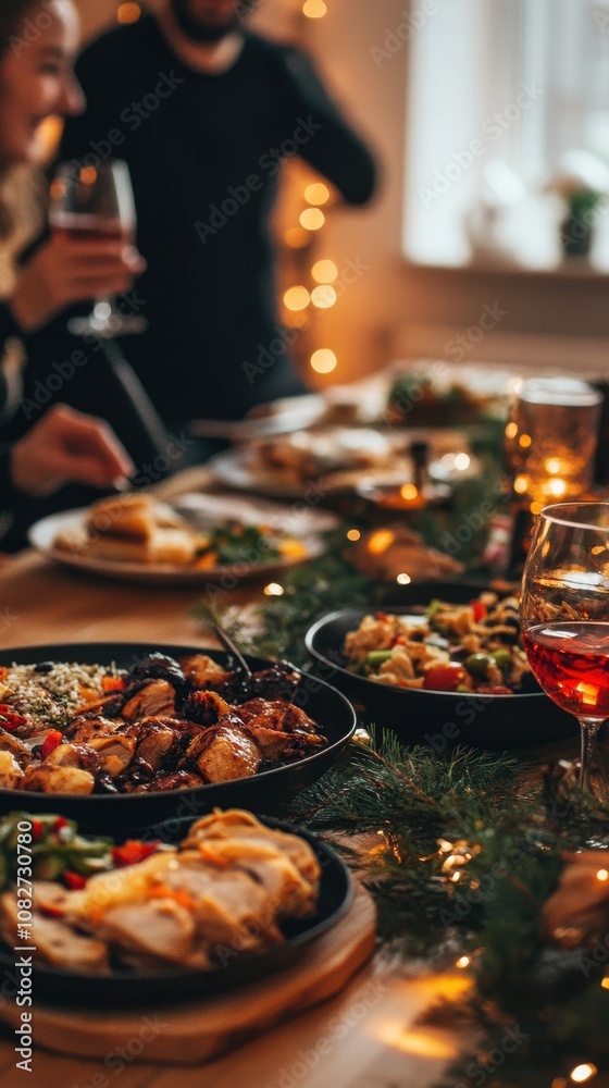 Family members celebrate with tasty traditional foods and joyful festivities