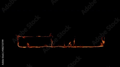 Lively fire line expanding and shifting against a black background